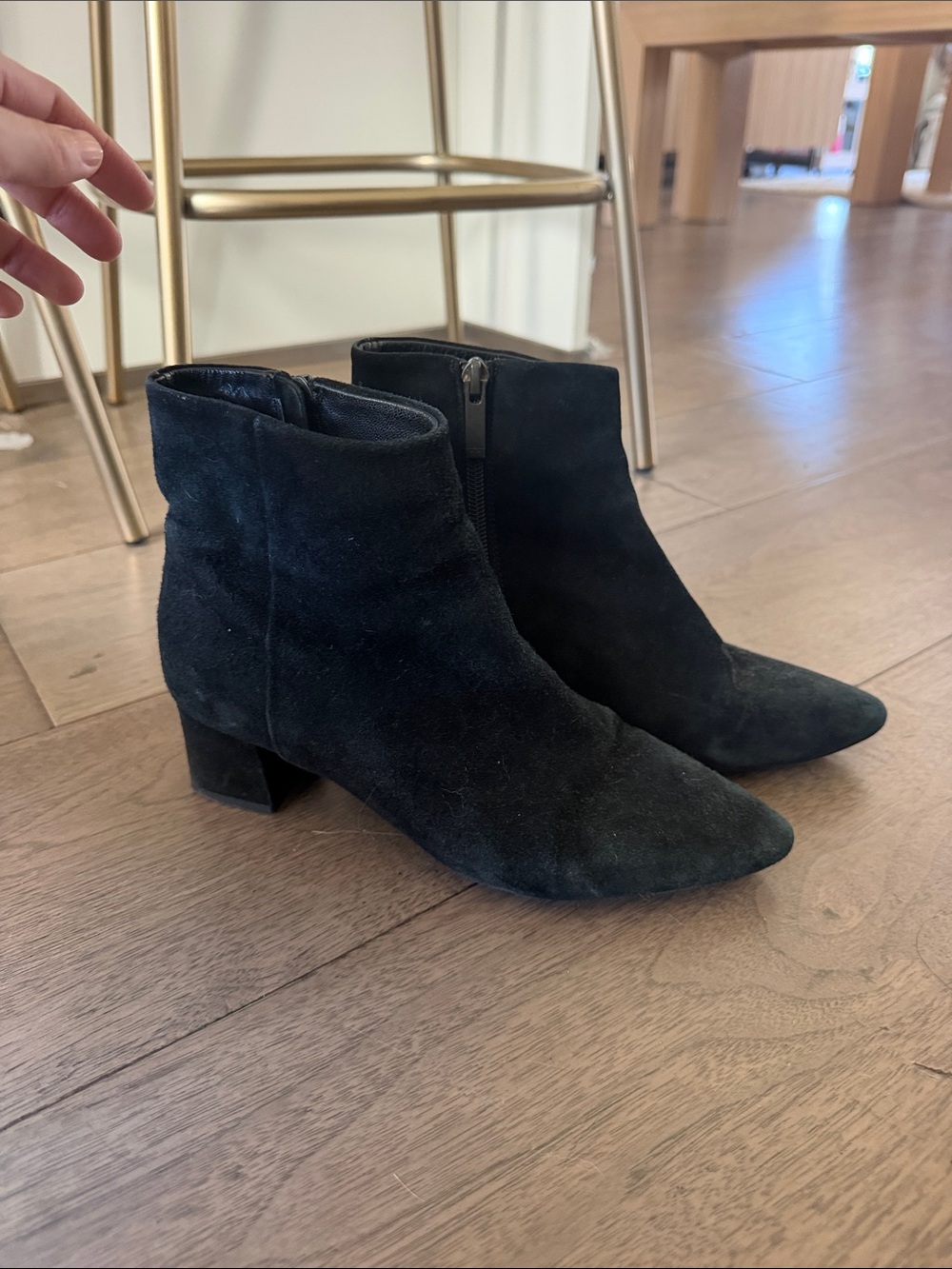 Aquatalia Black Suede Ankle Boots - Elegant Women's Zip Booties
